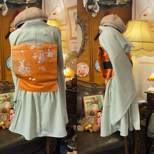 mimi☆夏着物リメイク☆ワンピース＆ジャケットと兵児帯 mimi様専用☆夏着物リメイク☆ワンピース＆ジャケットと兵児帯