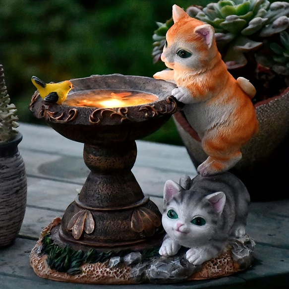猫 屋外ソーラー像ライト 猫の庭の置物屋外装飾 LEDライト付き 猫 屋外ソーラー像ライト 猫の庭の置物屋外装飾 LEDライト付き