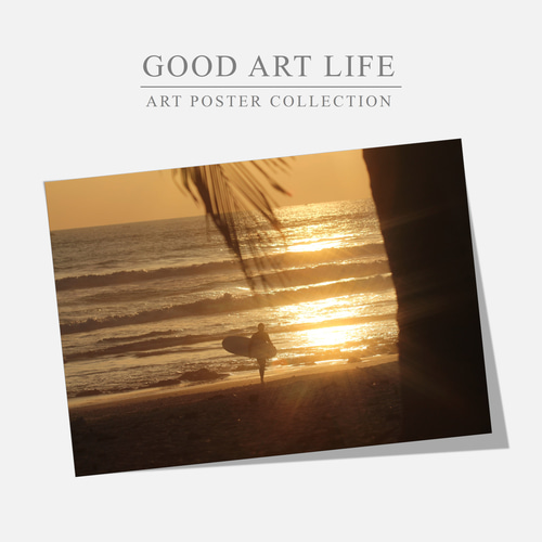 サンセットビーチ フレーム付きアートポスター(2枚セット) フレーム