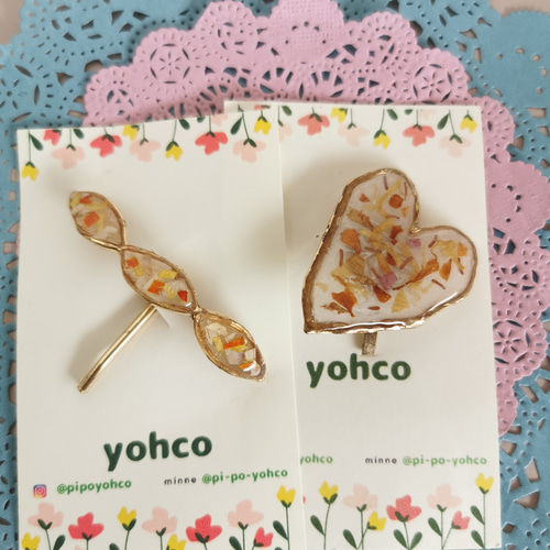 2点セット】押し花ポニーフック 花びら ポニーフック ヘアアクセサリー 