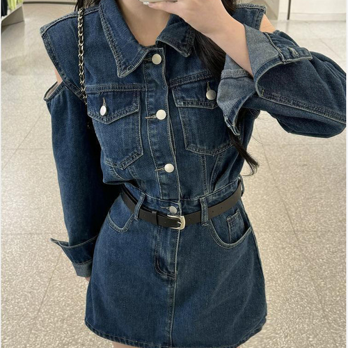 大きいサイズ デニム ワンピース 肌見せ ミニ レディース 秋冬 大きいサイズ デニム ワンピース 肌見せ ミニ レディース 秋冬