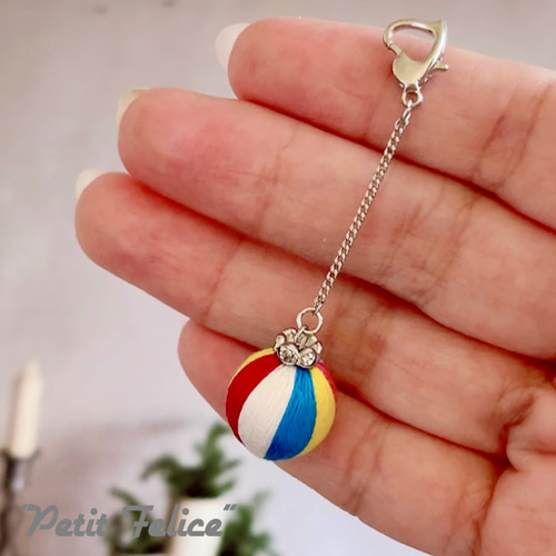 手まり　ストラップ　チャーム MY mama ストラップ 10個セット □ 黒 キーホルダー