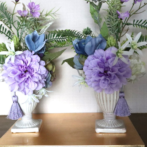 仏花10年以上飾れるご仏壇用アレンジ ダリア 送料込み（ライラック系