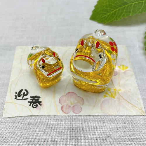 令和8年干支飾り【午 金彩硝子親子飾り 中】2026年 迎春 午年