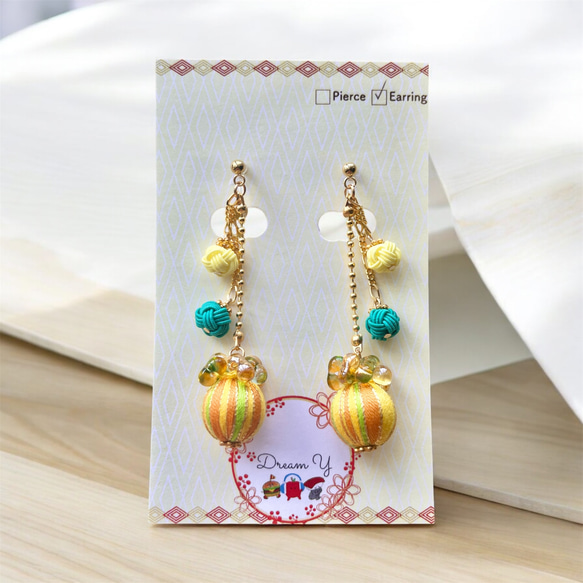 金木犀カラーで登場》 あわじ玉と巻き玉 アクセサリー ピアス