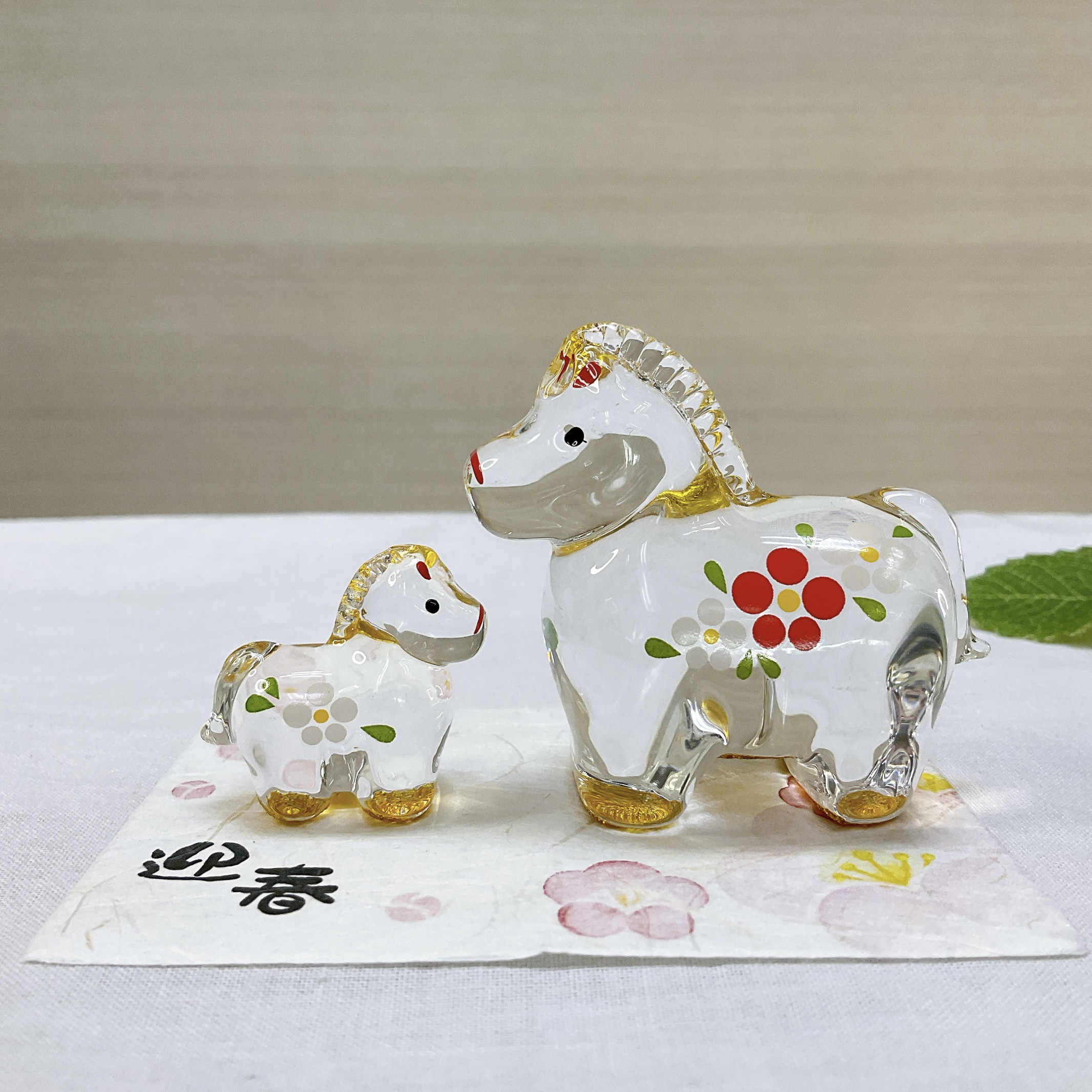 令和8年干支飾り【午 金彩硝子親子飾り 大】2026年迎春 午年