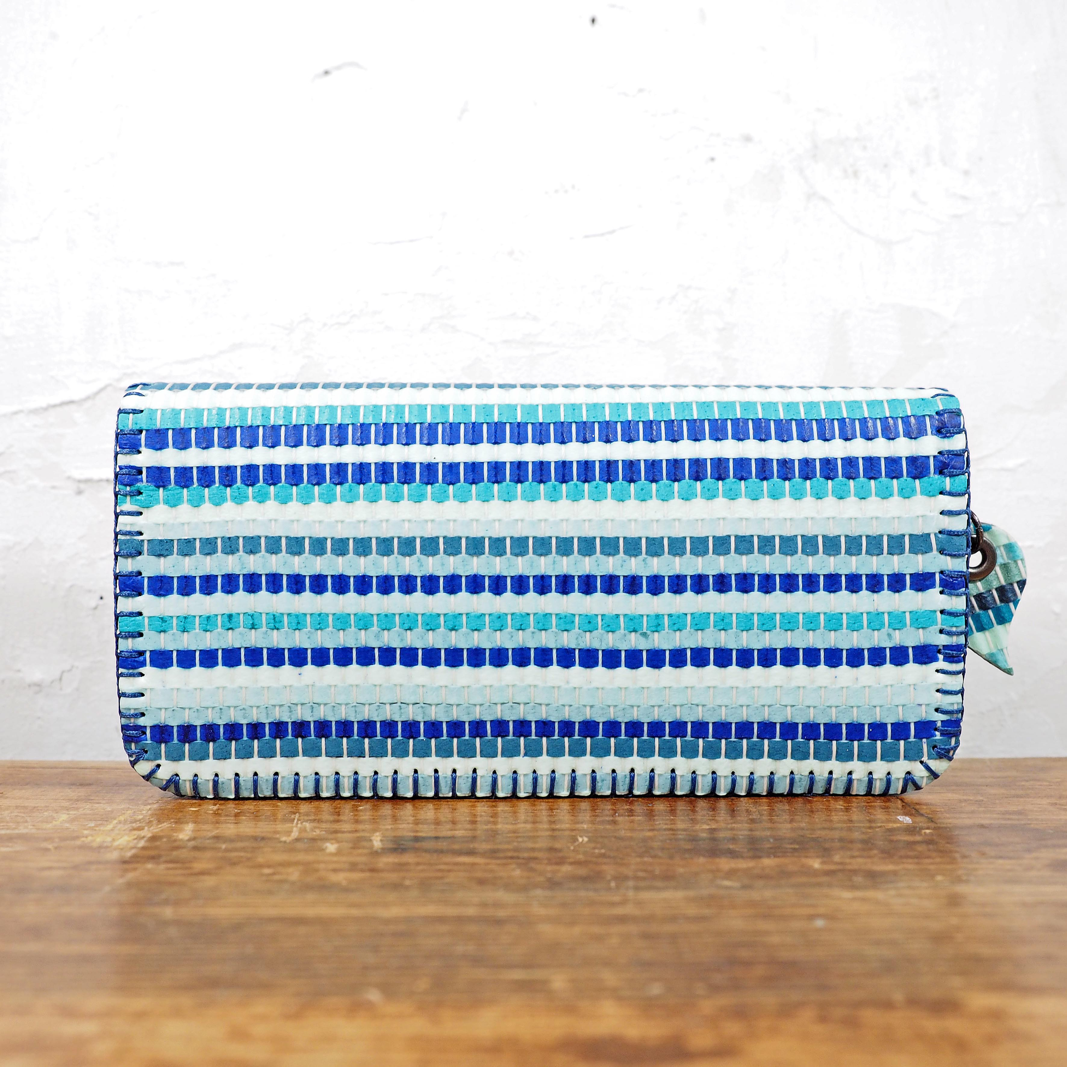 【１点在庫アリ】青系織り革財布