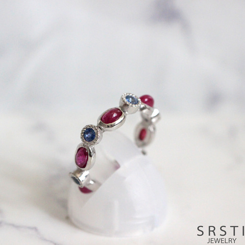 ルビー＆ブルーサファイア SV925 エタニティリング 指輪・リング SRSTI
