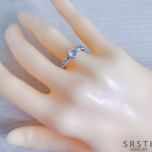 スタージュエリー K14 SILVER 925 アクアマリン リング 13号