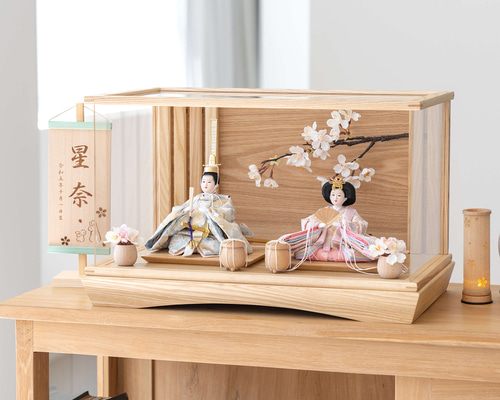 雛人形セット この金額は1月末までです。 転勤族のかわいい雛人形【木目ガラスケース入り飾り 桃奈雛】ひな祭り