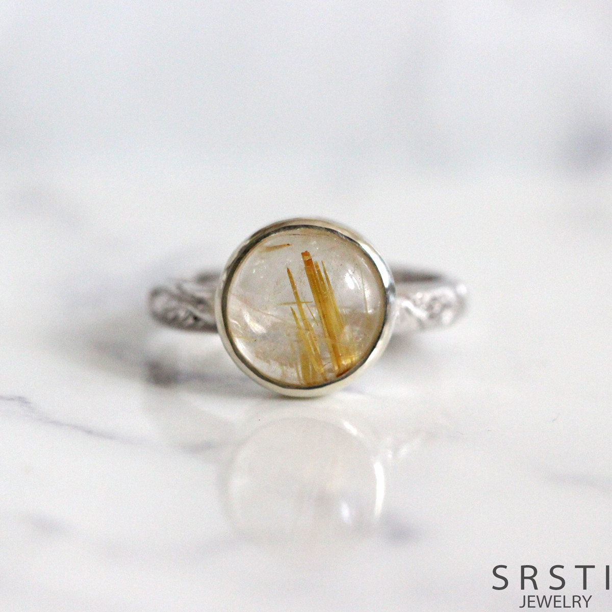 ルチルクオーツ 手彫り SV925 リング C 12,750円