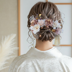 髪飾り 結婚式 成人式 蝶々 パール 金箔 冠 ティアラ ヘッド