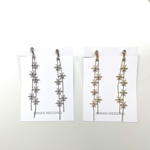 BE03 お花モチーフ 花嫁 イヤリング ブライダルイヤリング 結婚式