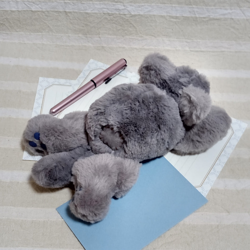 のび猫グレー(もわもわタイプ) ぬいぐるみ むかしトンボ工房 通販