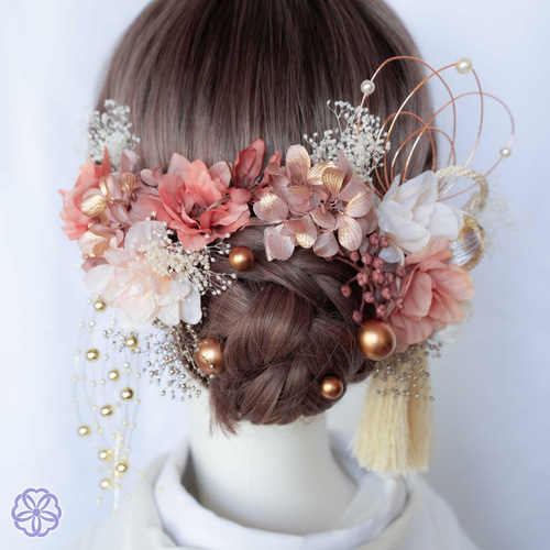 白×金 紫陽花と水引の髪飾り No.GW02 成人式 卒業式 結婚式 成人 白×金 紫陽花と水引の髪飾り No.GW02 成人式 卒業式 結婚式 成人