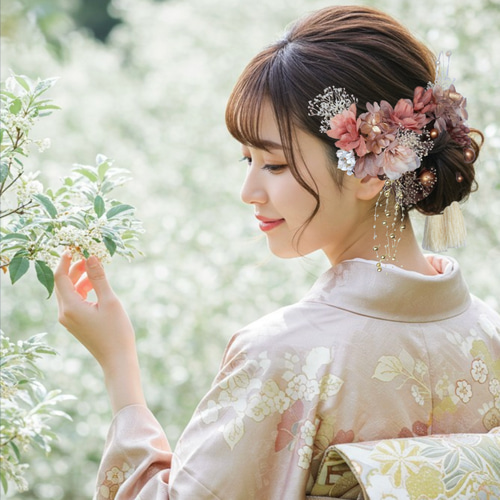 オール本物花 ブーケの様な髪飾り ヘッドドレス イエロー ヘッド オール本物花 ブーケの様な髪飾り ヘッドドレス イエロー ヘッド