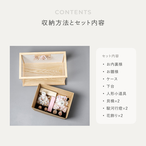 ことのひな人形（3H-0173）（はな）華円ケース 駿河行燈付｜ 円ケース