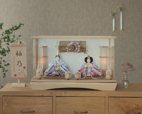 ことのひな人形（3H-0173）（はな）華円ケース 駿河行燈付｜ 円ケース