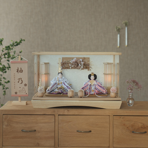 ことのひな人形（3H-0173）（はな）華円ケース 駿河行燈付｜ 円ケース