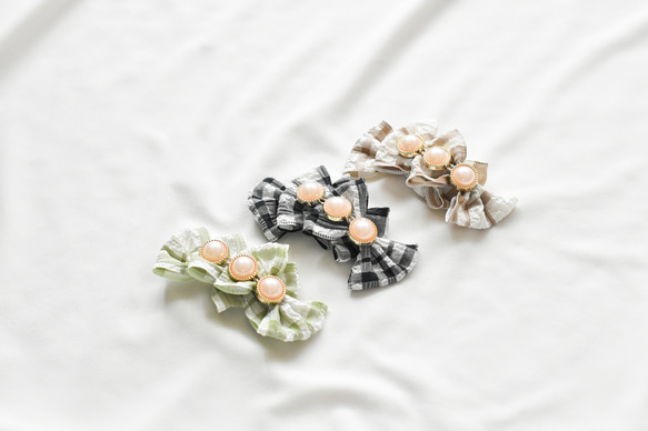 ナチュラルチェックリボン 犬リボン わんこりぼん ペット服