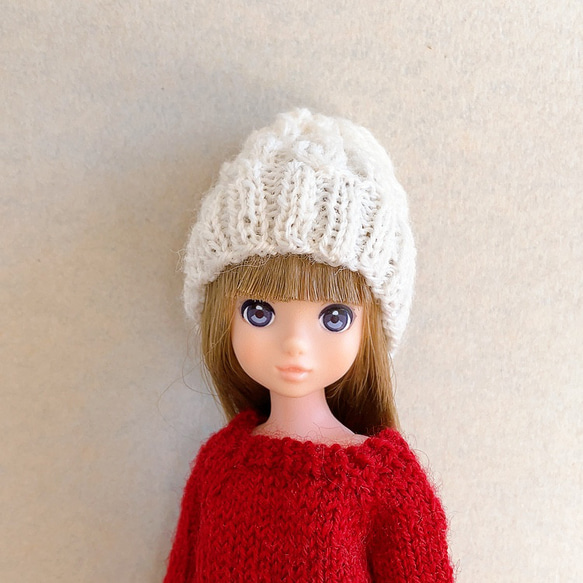 ドール用 ビーニー ニット帽 白 ウール製 アウトフィット その他人形