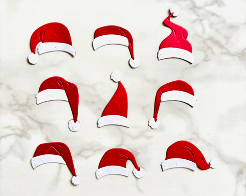 ダイカット クリスマス サンタ 帽子 10枚セット アルバム作成等に