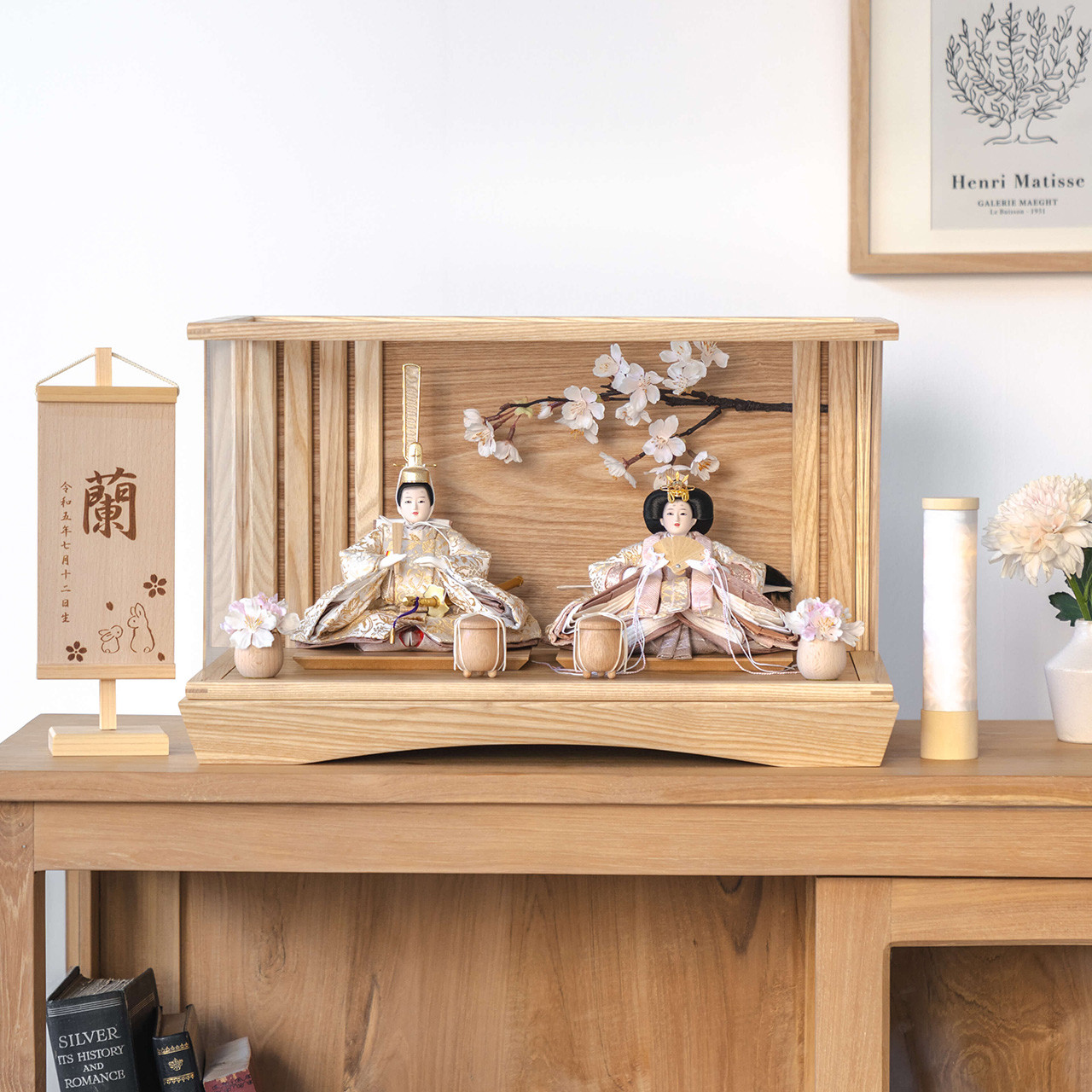 ことのひな人形（3T-0172）（つき）桜｜ 円ケース｜コンパクトな雛人形｜ひな祭り｜雛人形