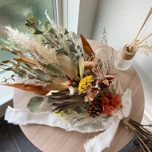 ネイティブドライフラワースワッグ ウェディングブーケ 秋スワッグ  