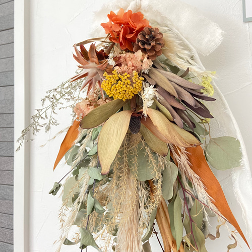 ネイティブドライフラワースワッグ ウェディングブーケ 秋スワッグ  
