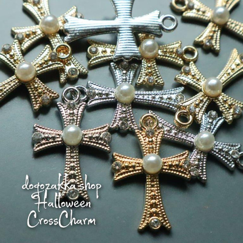 2個☆十字架チャーム シルバー ゴールド クロス アクセサリー  