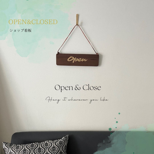 ウォールナット＊真鍮埋め込み OPEN/CLOSEプレート＋