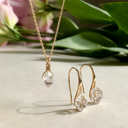 【人気セット】ハーキマー ピアス＆ネックレス（14Kgf ）金具変更可 /スターターセット  夏の福袋 1枚目の画像