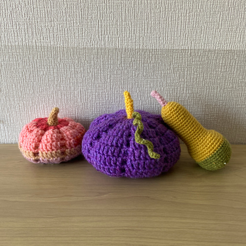 ハロウィンかぼちゃ編みぐるみ3つセット 値下げセール あみぐるみ