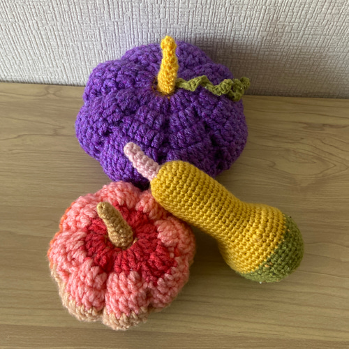 ハロウィンかぼちゃ編みぐるみ3つセット 値下げセール あみぐるみ