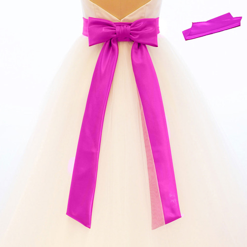 リボンベルト サッシュベルト サテンリボン ウエストリボン パープル