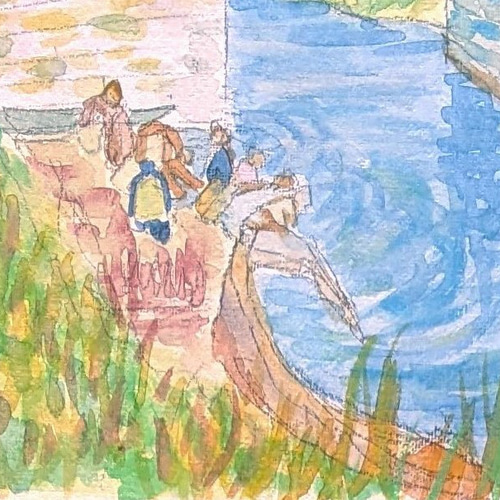 ゴッホはねばし 水彩画原画 (F4) 絵画 yko 通販 18325762