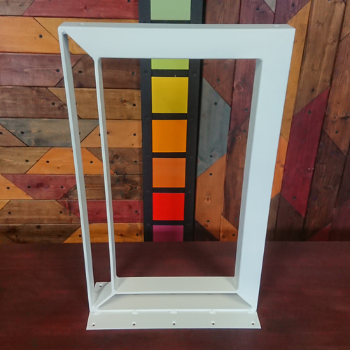 マットホワイトでアイアンな極太＆フラット鉄脚♪ 50×400×650mm 回型 2  