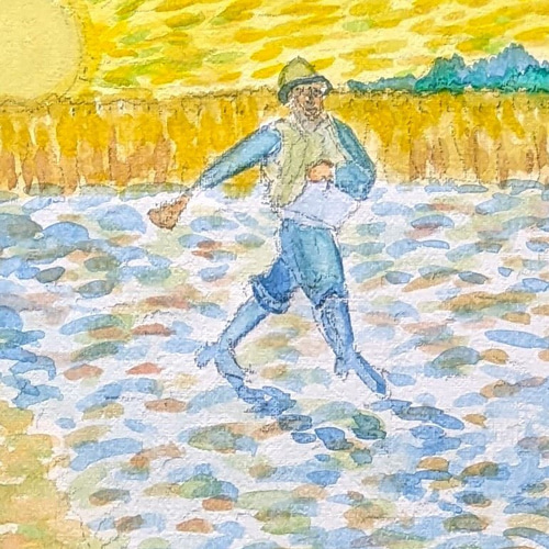 ゴッホたねまく 水彩画原画 (F4) 絵画 yko 通販 18325898