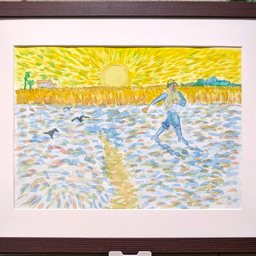 ゴッホたねまく 水彩画原画 (F4) 絵画 yko 通販 18325898