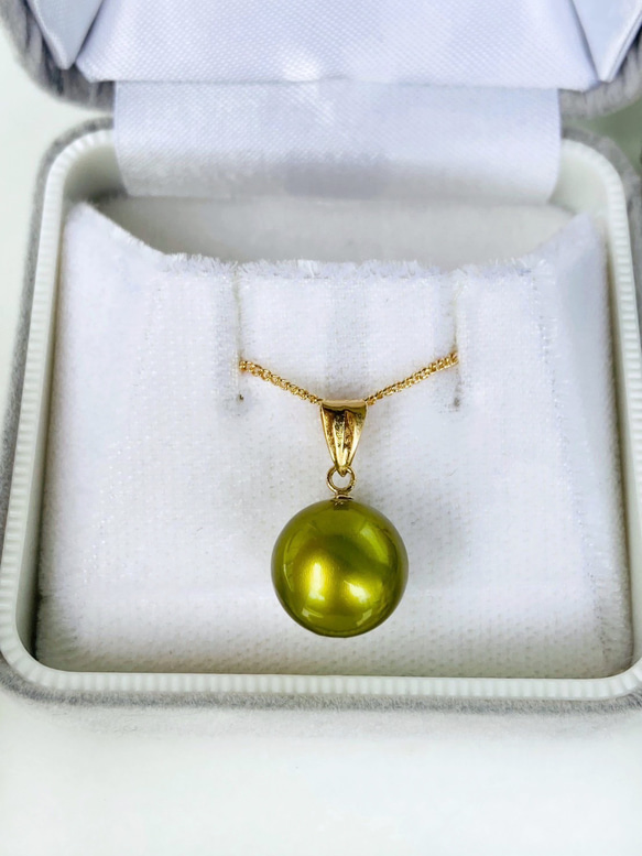 ピスタチオグリーンパールのK18ネックレス ピスタチオグリーンパールのK18ネックレス