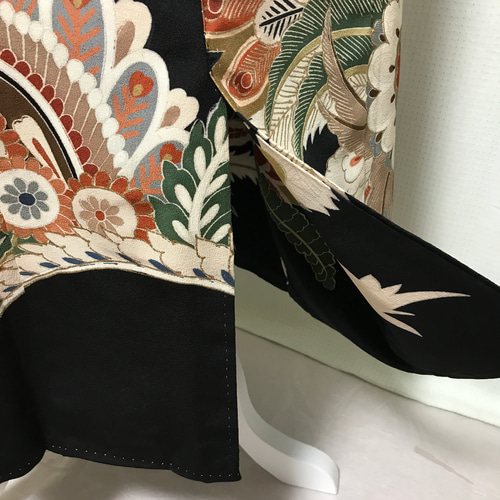 正絹】着物リメイク 黒留袖ドレス／キャミワンピースタイプ／ブラック  