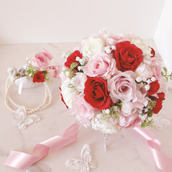 ピオニーとローズのブーケ 芍薬ブーケ ピンク＆ホワイト