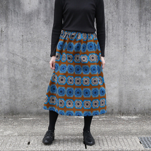 RAHA KENYA ギャザーロングスカート　アフリカ布　かすみ出品 RAHA KENYA ギャザーロングスカート アフリカ布 かすみ出品 ギャザー