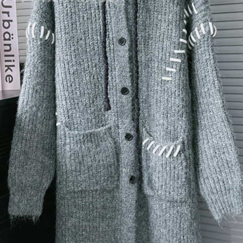 ♡ 完売！ステッチ風デザイン ニットロングカーディガン デイジー刺繍 ニットカーディガン FX22S306【Fano Studios