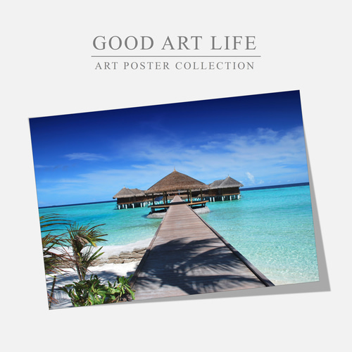 フレーム付き】モルディブの海 / アートフォトポスター / A4サイズ