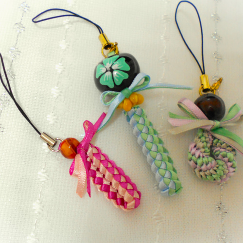 ハンドメイド*ストラップ*3個セット*ハワイ*ハワイアンレイ 