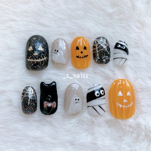 現品サイズ商品 》＊ ハロウィンネイル ＊ ネイルチップ ネイルチップ