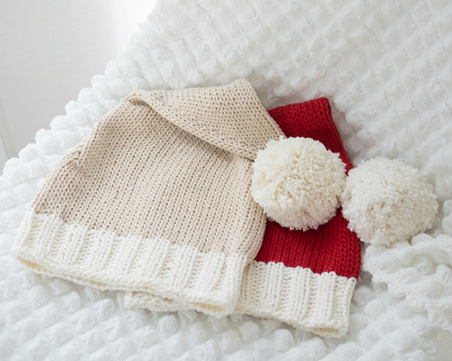 くったりシルエットがたまらん♡おしゃかわサンタ帽子／編み物 棒針