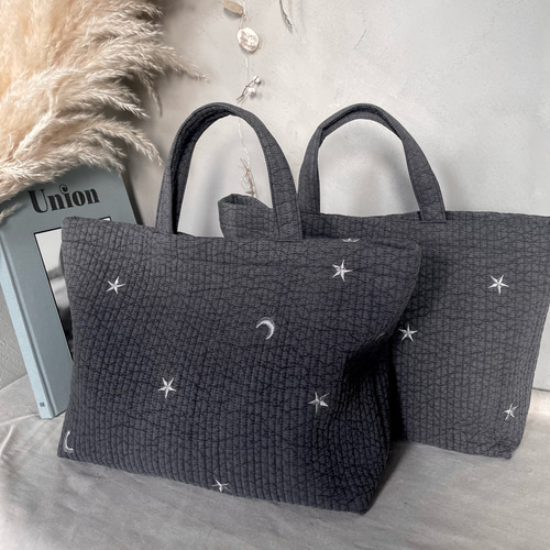 見事な ☆星と月の刺繍入り☆ヌビバッグM／マザーズバッグ その他