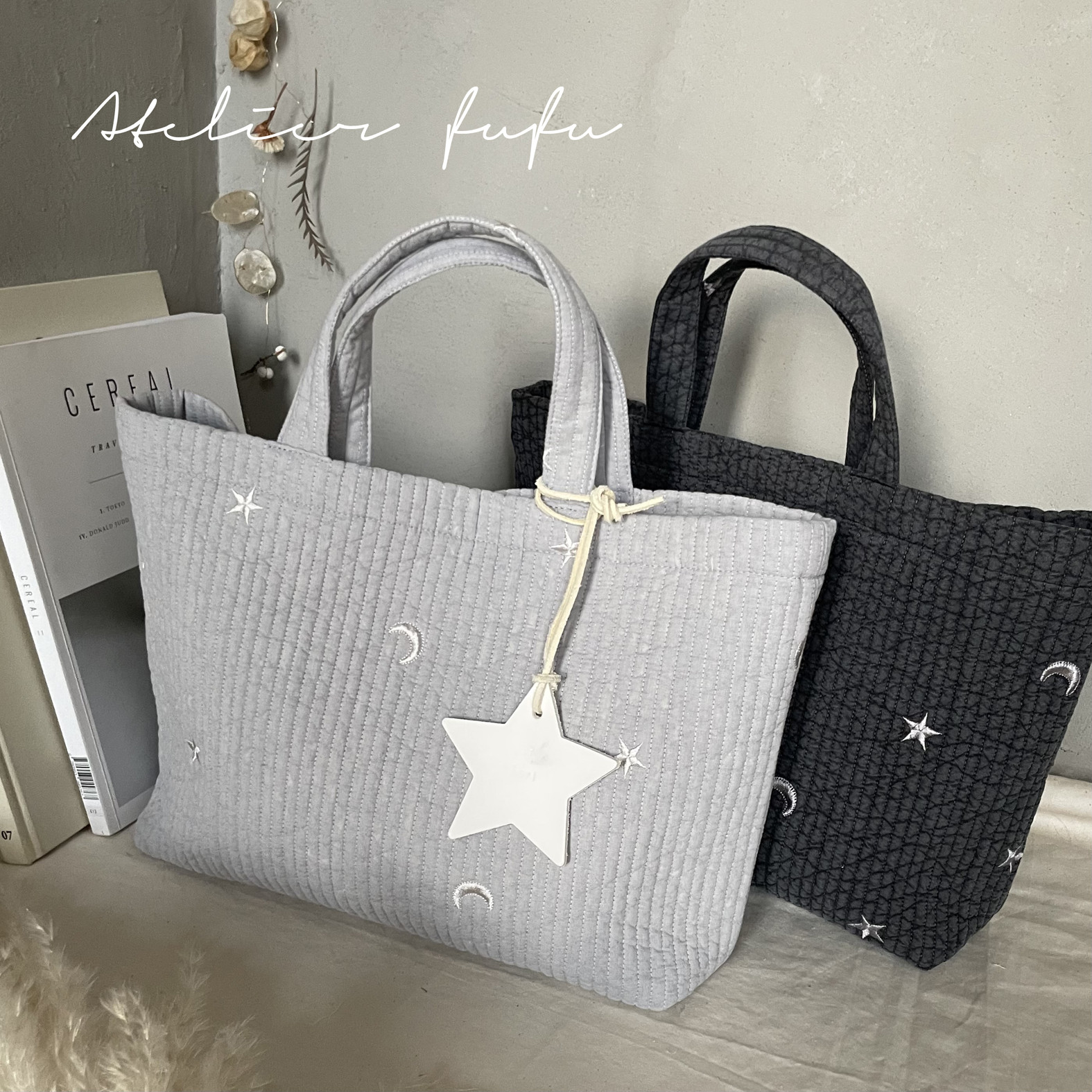 月と星の刺繍　ヌビバッグ　ヌビトートバッグ　ポーチなど　オーダーページ 楽天市場】【9/4(木) 20:00～割引クーポン配布！】ヌビバッグ 月